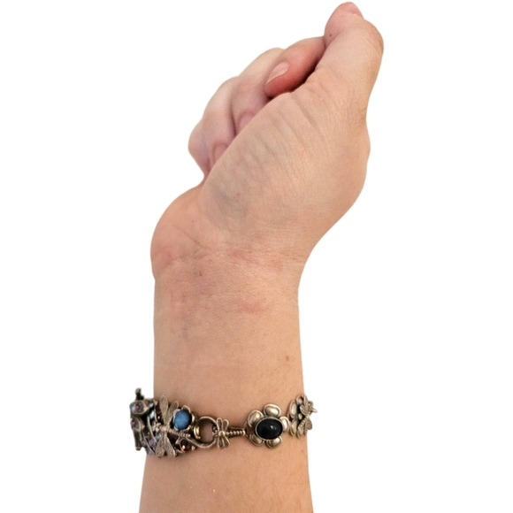 La Contessa by Mary DeMarco Dragonfly & Flower Rhinestone Vintage Bracelet - Picture 11 of 12